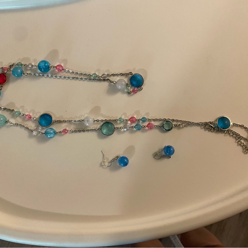 Pink and blue necklace